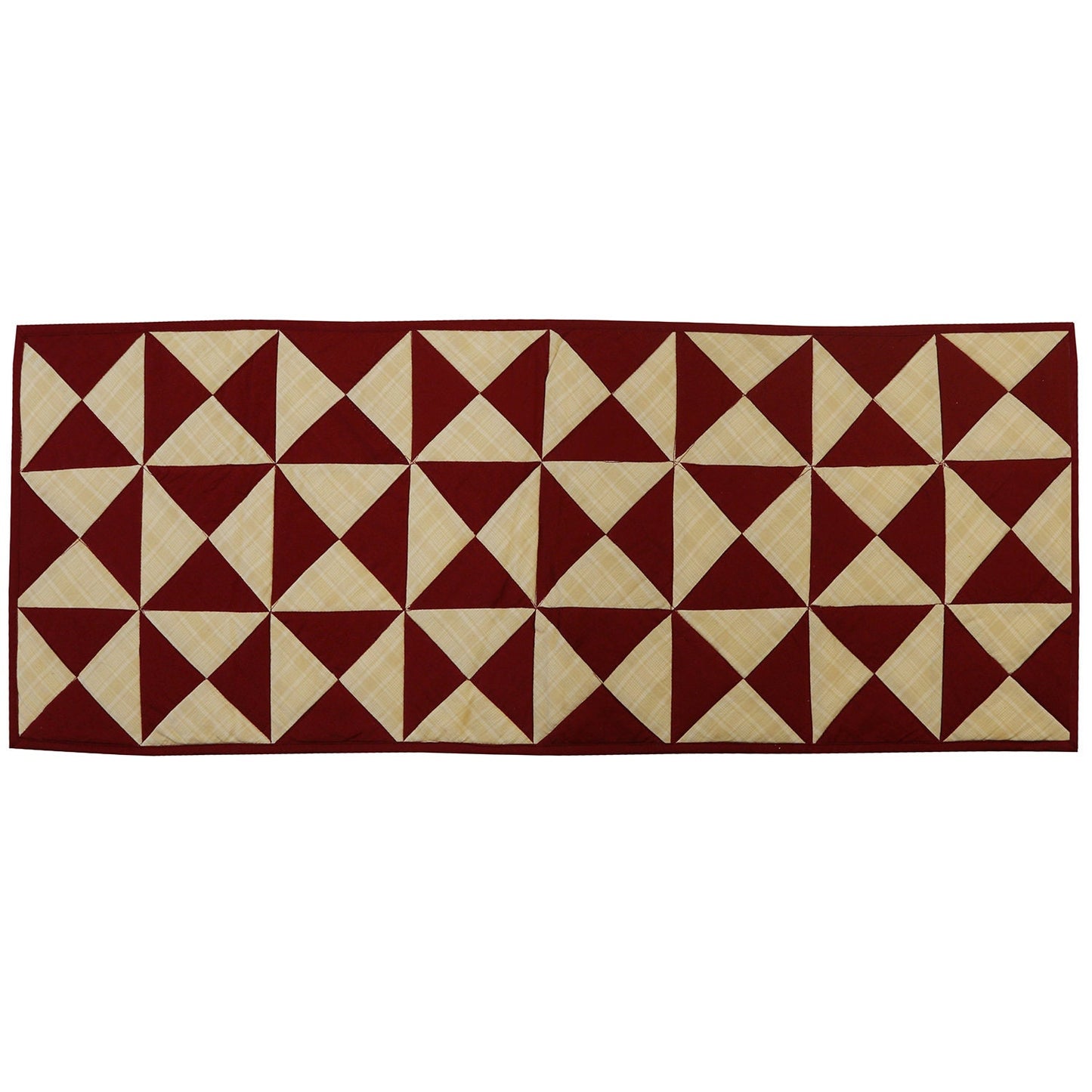 Quilted Table Runner & Toppers patchwork country Kaleidoscope Burgundy Khaki by HOME HEART Brands(Made in India)