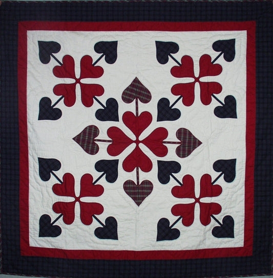 Valentine's day wall hanging quilt hand quilted table topper, Baby Quilt heart embroidered 100% Cotton patchwork by HOME HEART Brands(India)