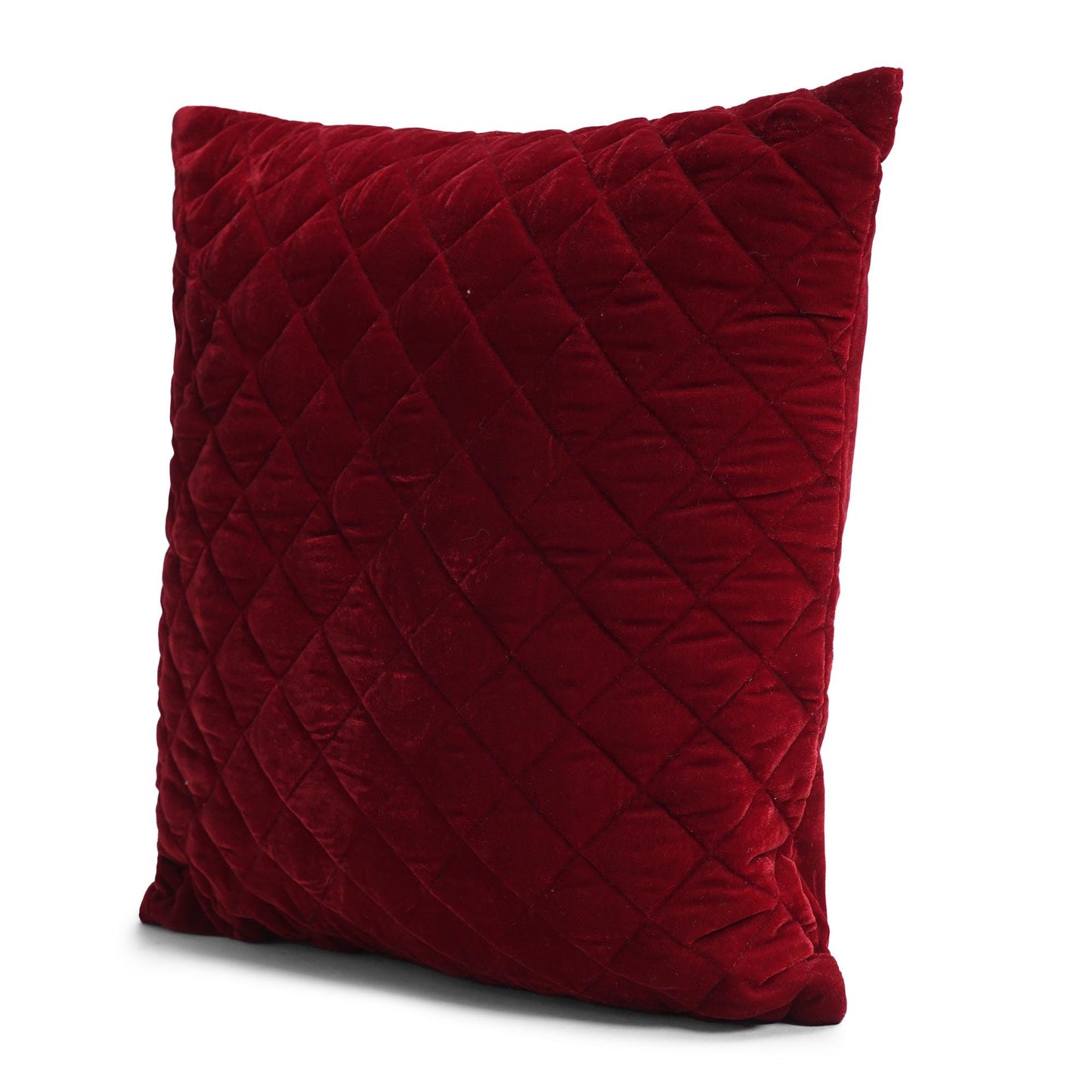 Cushion cover quilted Burgundy Red premium micro velvet Throw Pillow, Zipper Closure, Accent Pillow Decorative pillow by HOME HEART Brands