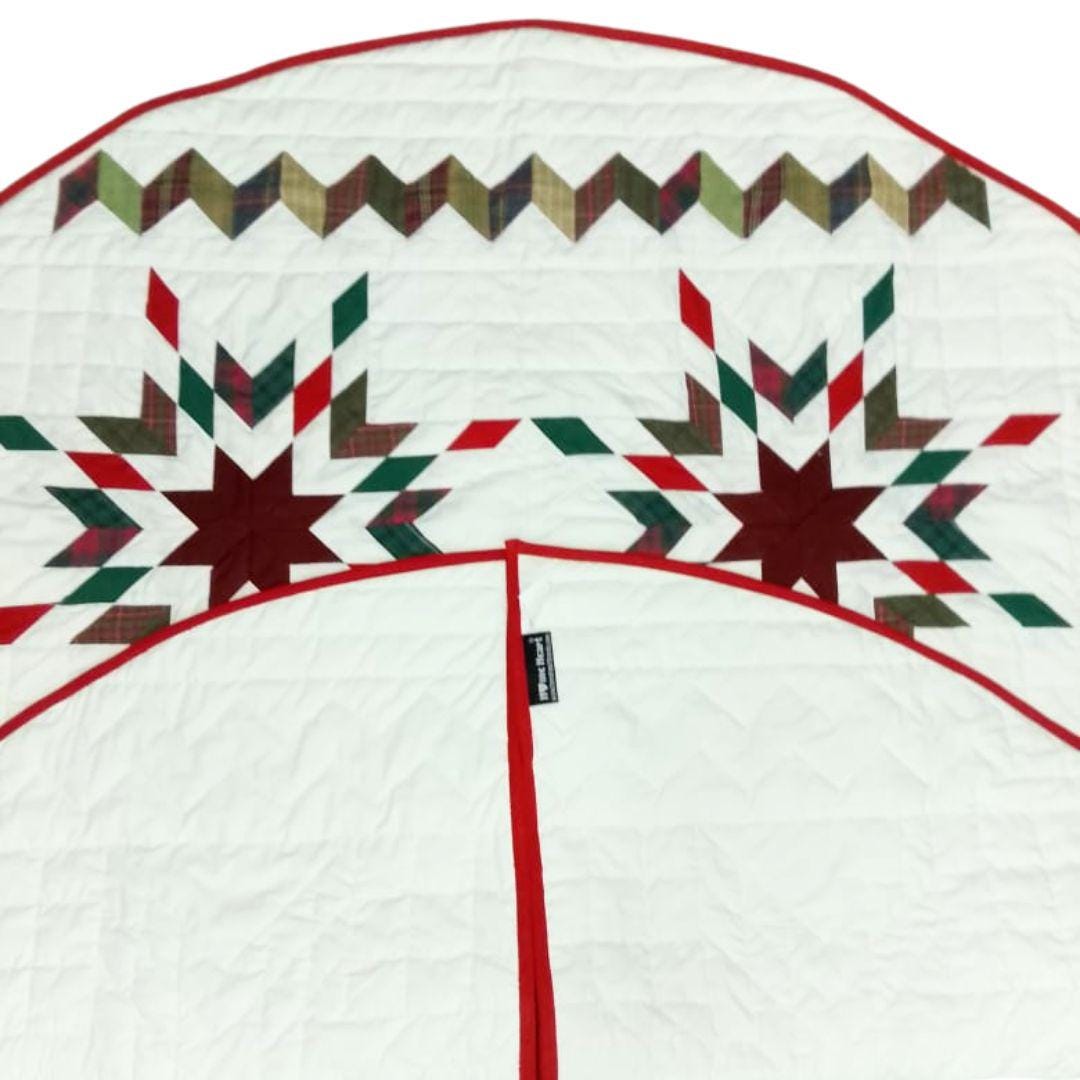 Christmas tree skirt patchwork Star Garland Quilted Christmas Tree Skirt - Calico Patchwork, Handmade by HOME HEART Brands( Made in India)