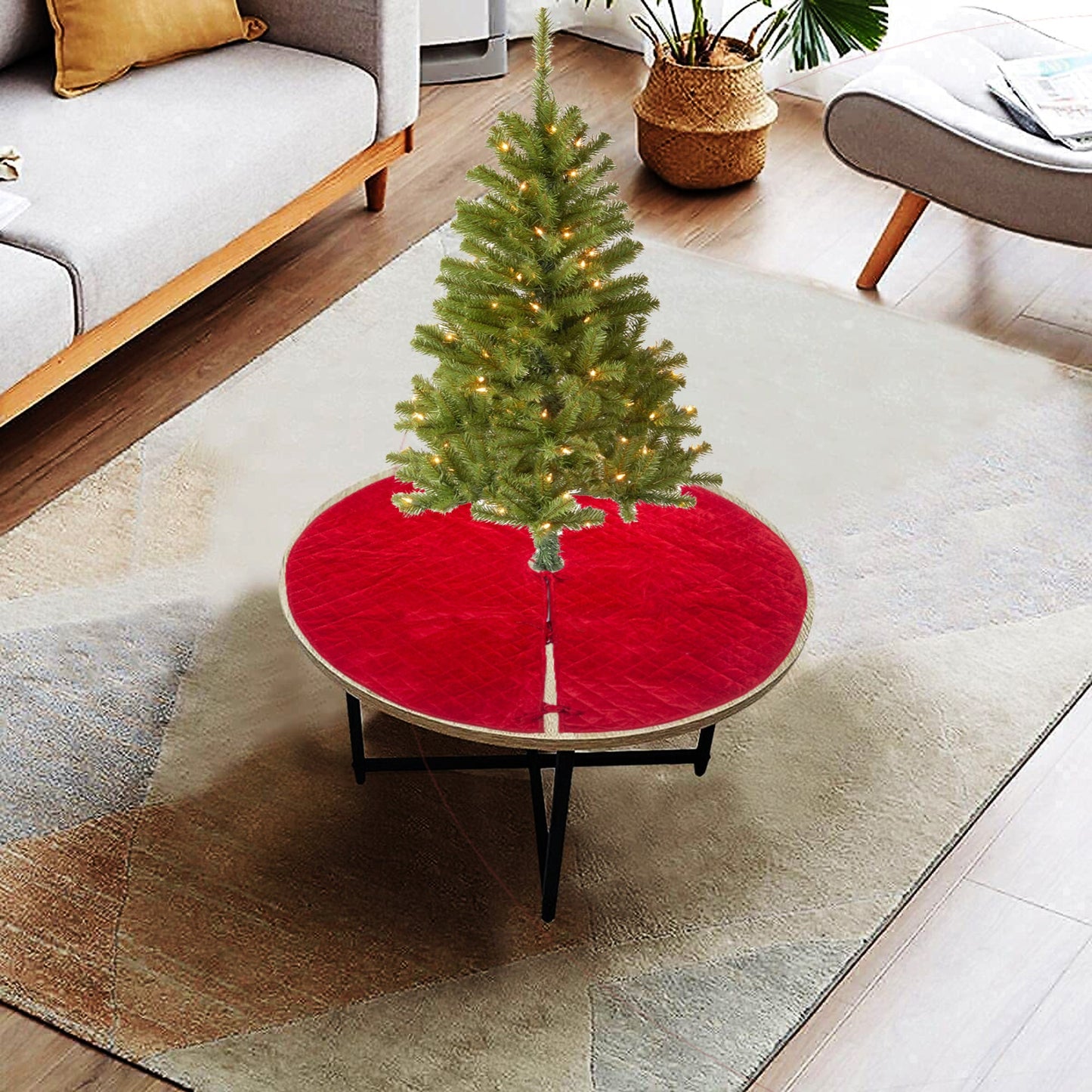 Christmas tree skirt Velvet Quilted Thick Double Layer quilted by HOME HEART Brands
