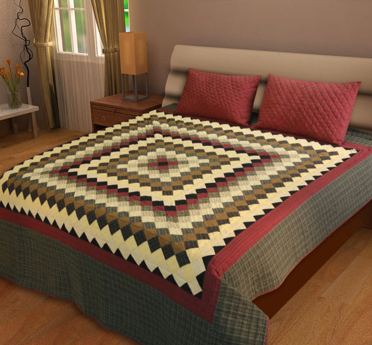 Make to order Hand Quilted bedspread Quilt Trip around the world Primitive Country Patchwork Design Mix Plaid Fabric by HOME HEART Brands