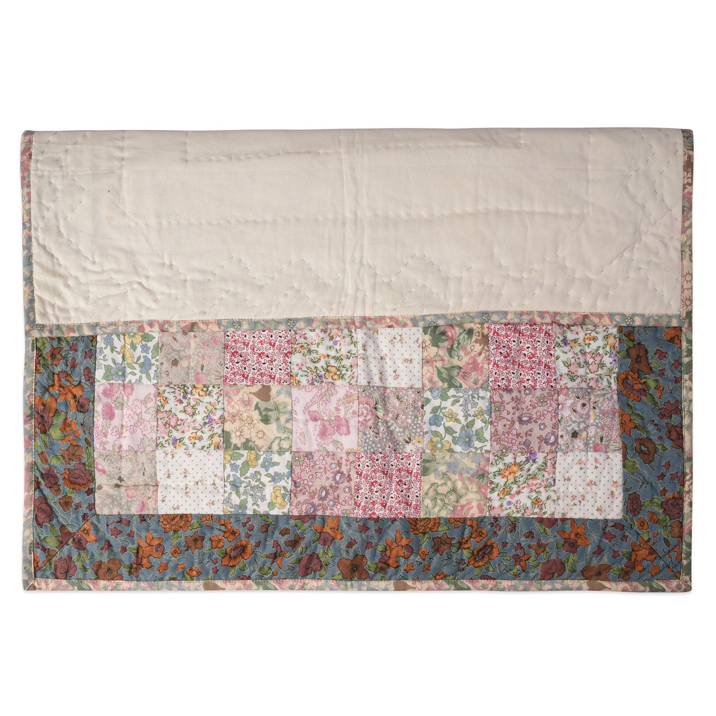 Hand made Hand quilted Throw Quilt, Table Topper 20"x20" calico floral quilt by Home Heart brands (Made in India)