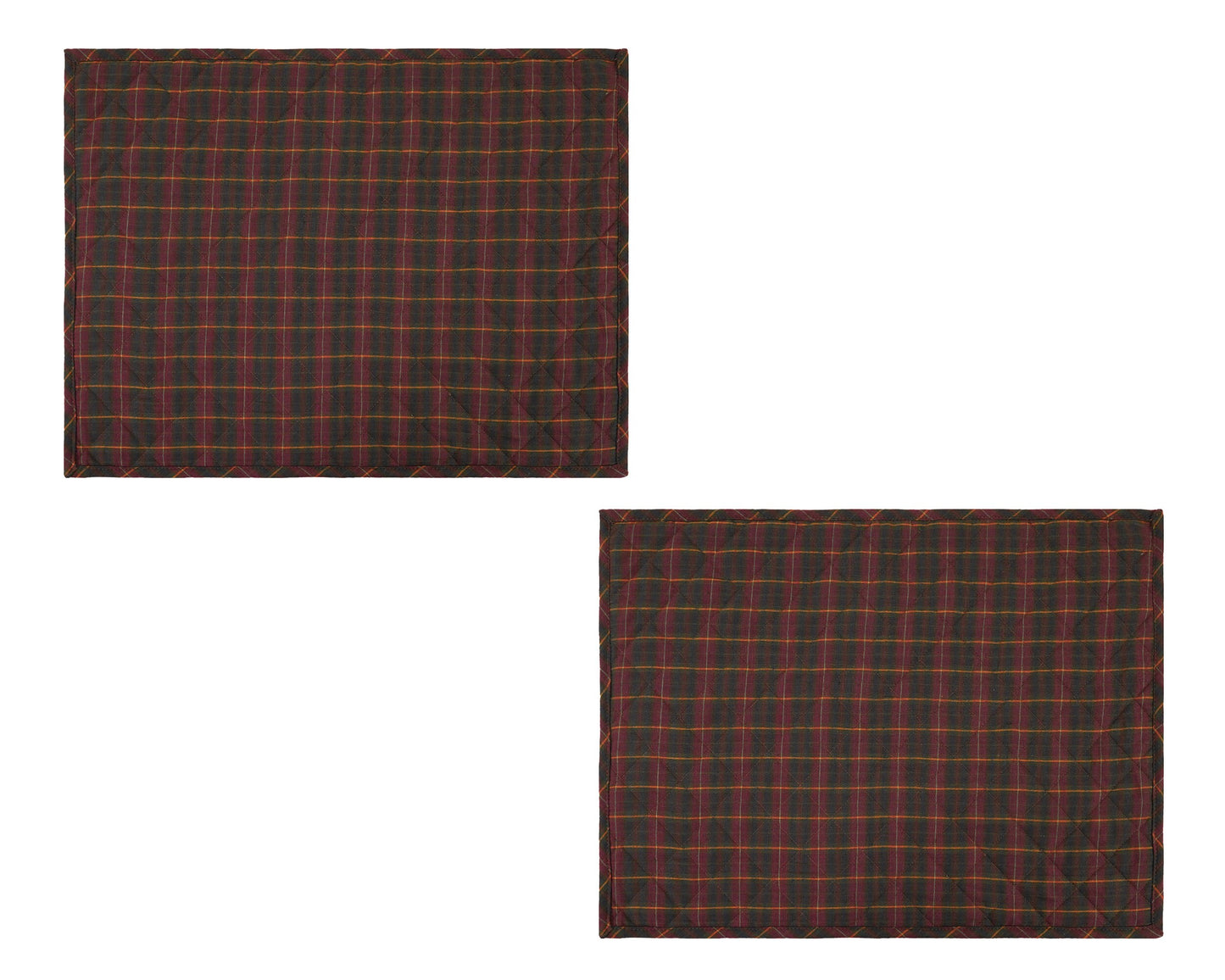 Quilted PLACEMAT Burgundy Green Country Plaid 14"X19" by HOME HEART Brands/Tablemat