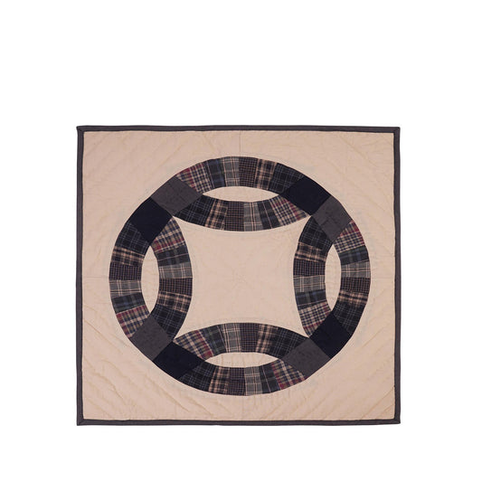 Square wall hanging 19"x19" country table topper, Block small quilt, sew pocket hand quilted patchwork by HOME HEART Brands(Made in India)