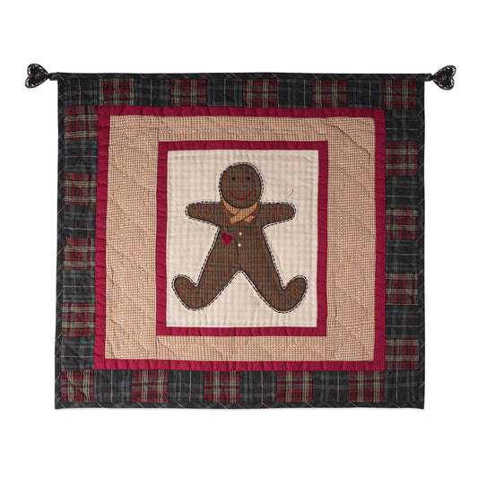 Hand made Hand quilted Throw Quilt, Table Topper 20"x20" ginger man quilt by Home Heart brands (Made in India)