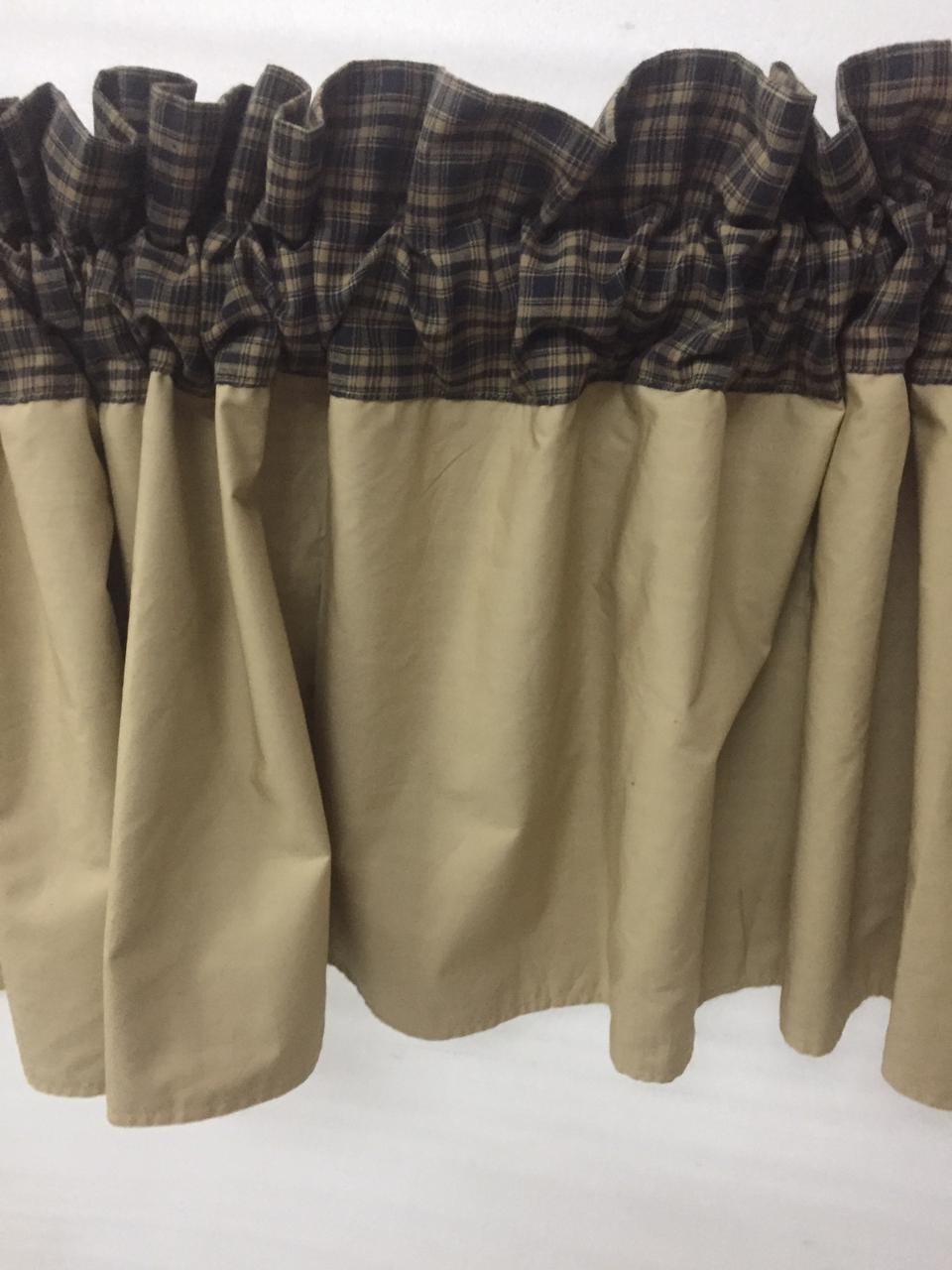 Plaid check valance panel Primitive Country black & beige Window Treatment Panels Check valance by HOME HEART Brands (Made in India)