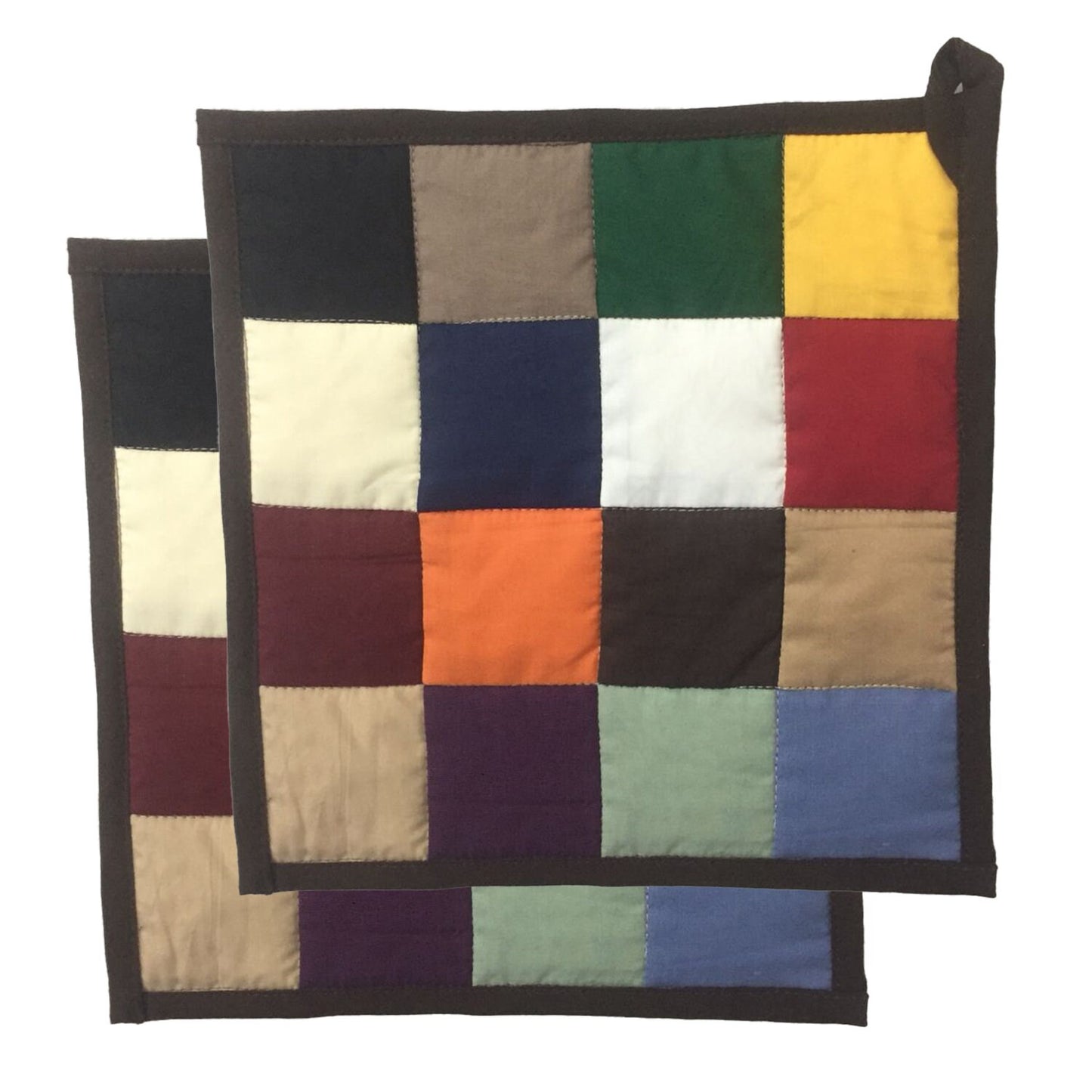 Quilted Pot Holder/Table topper/hot pads patchwork for kitchen Quilted square Mix plain 9"x9" by HOME HEART Brands( Made in India)