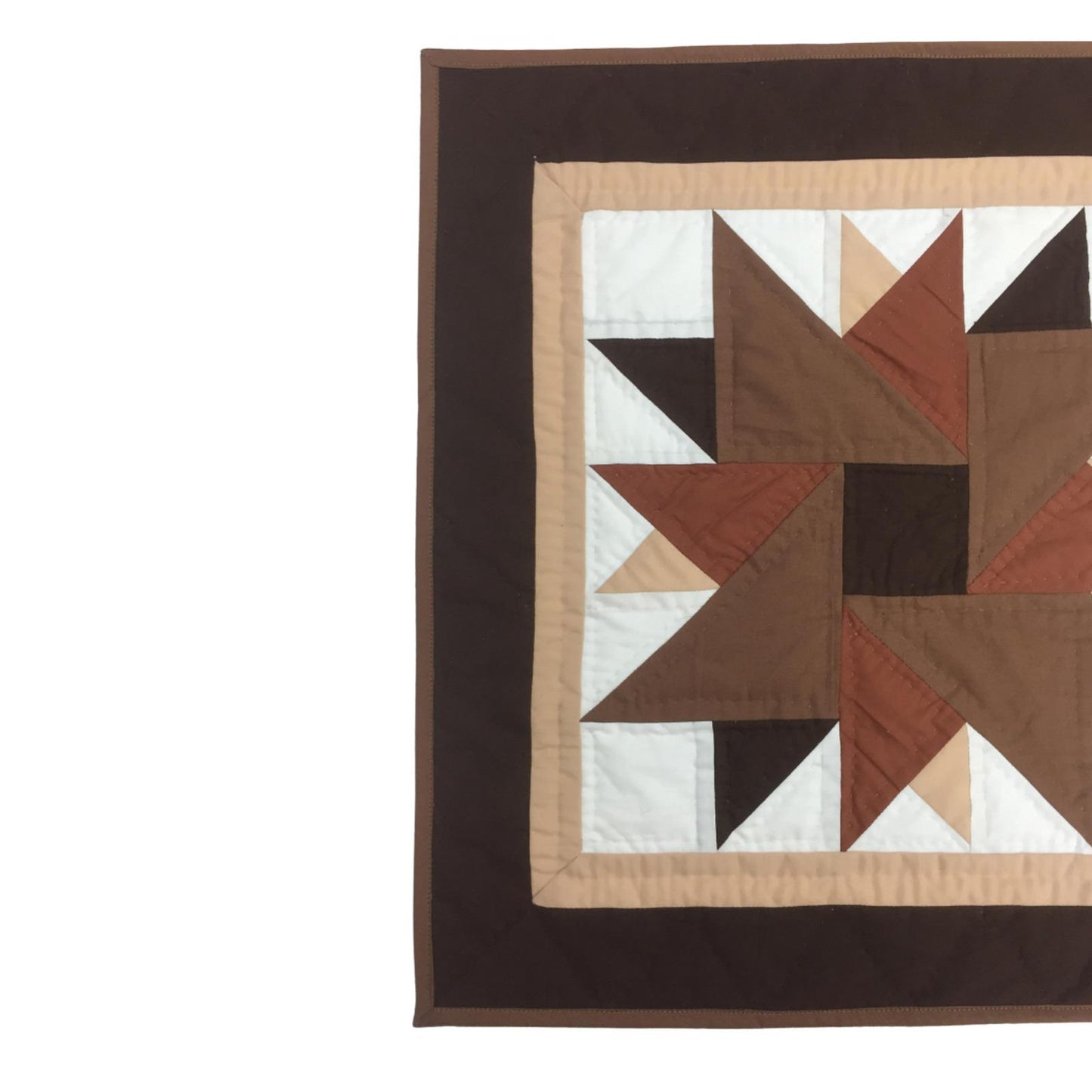 Barn star quilted 19"X19" hand crafted block square quilt, small quilt, Table Topper calico fabric by Home Heart brands (Made in India)