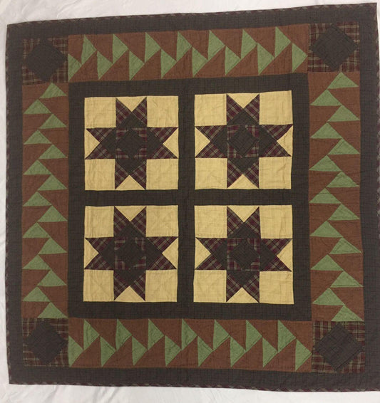 Hand made Hand quilted Throw Quilt, Table Toppers 44"x44"  Christmas star patchwork Cotton quilt by Home Heart brands (Made in India)