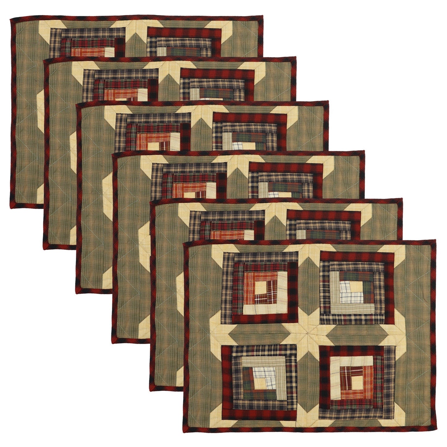 Quilted Placemat & Table toppers Tablemat Country Cabin Green gold by HOME HEART Brands(Made in India)