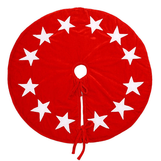 Christmas tree skirt classic micro red Velvet fabric with Star Applique Thick Double Layer by HOME HEART Brands