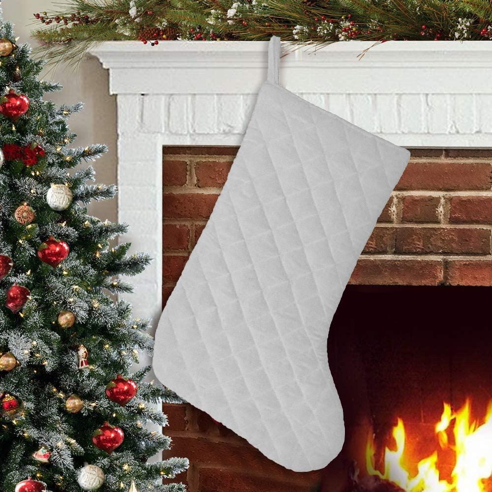 Christmas stocking hand made machine quilted off-white velvet thick(16 inc tall) traditional stocking by HOME HEART Brands(Made in India)