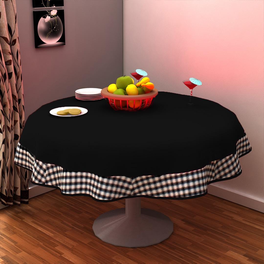 Table Cloth Black Cotton 10oz(310gsm) duck Canvas Fabric Dining Tablecover for decoration Machine Washable Made in India by Home Heart Brand
