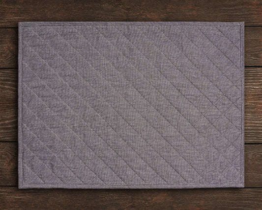 Quilted placemat table mat gray 100% cotton chambray 14"X19" by HOME HEART Brands (made in INDIA)