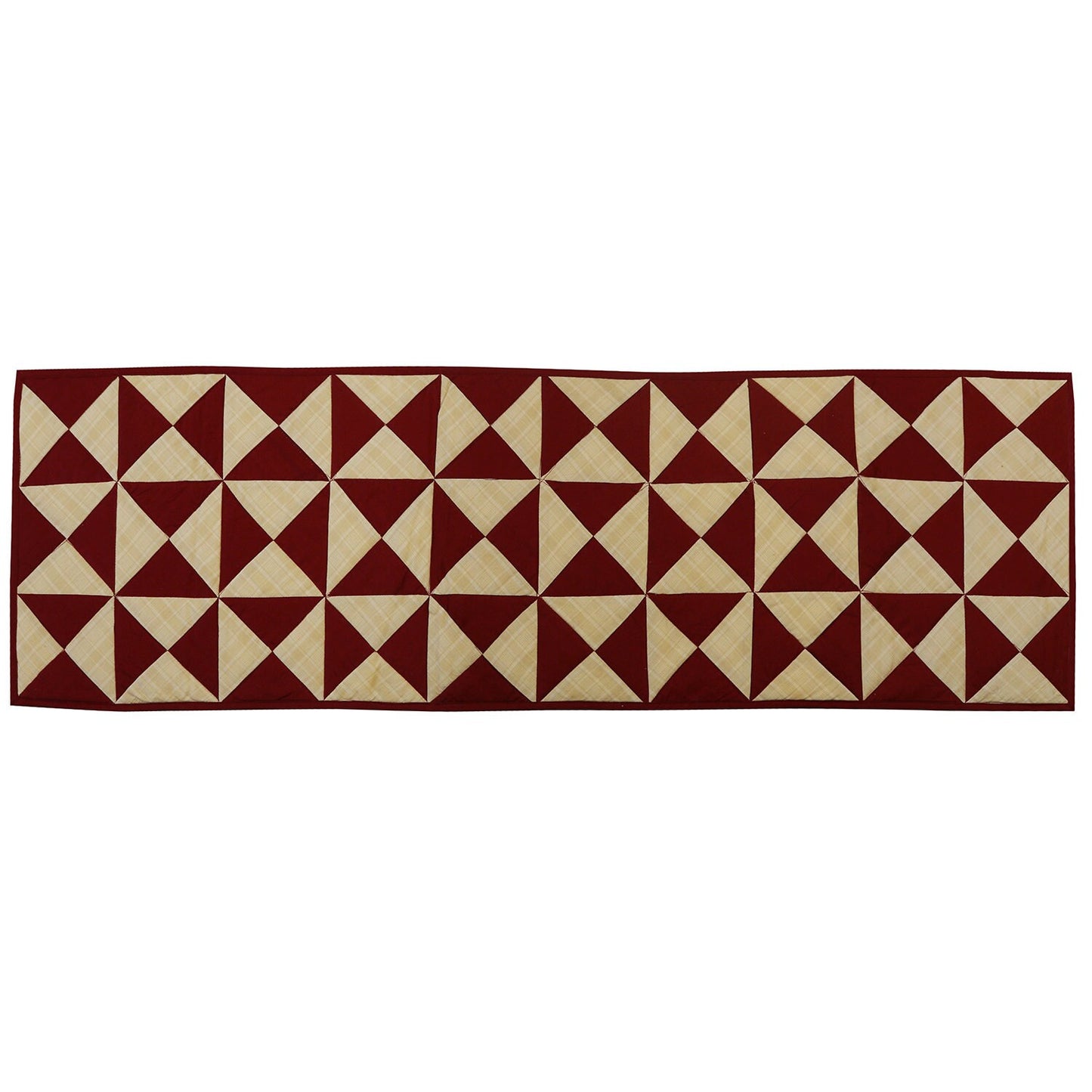 Quilted Table Runner & Toppers patchwork country Kaleidoscope Burgundy Khaki by HOME HEART Brands(Made in India)
