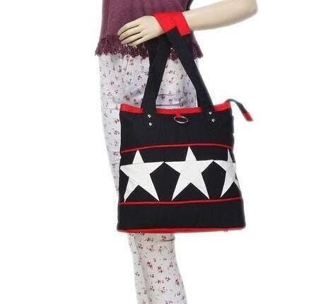Hand bag American Star duck cotton heavy fabric Tote Bag  Shopping Bag, USA flag Patterned Shopping Bag in two style by HOME HEART Brands