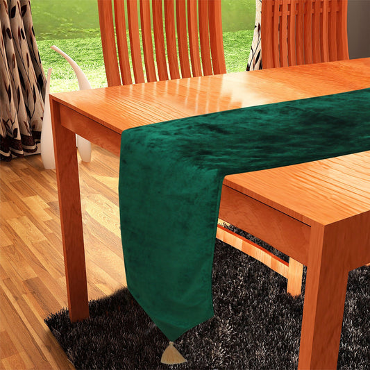 Velvet Table Runner & Toppers Premium green velvet fabric double layer reversible Decorative by Home Heart Brands(made in India)