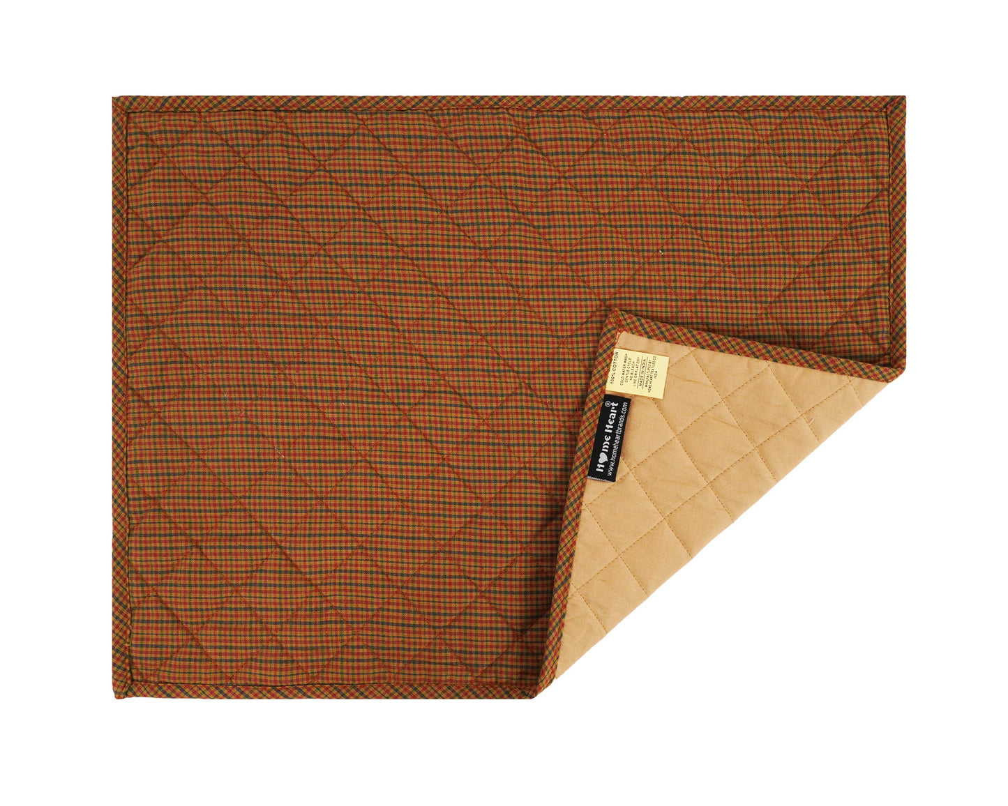 Quilted PLACEMAT Country Cabin brown Plaid 14"X19" by HOME HEART Brands/Table mat(5924)