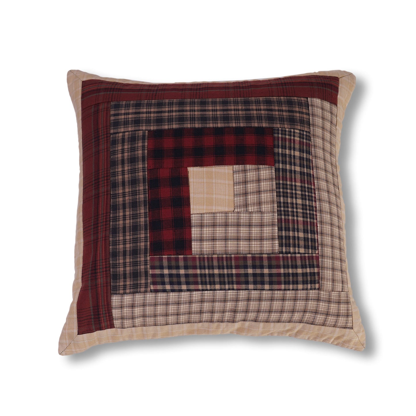 Pillow cover 16"x16" inch hand quilted cushion cover,decorative throw pillow cover colonial log cabin by HOME HEART Brands(made in India)