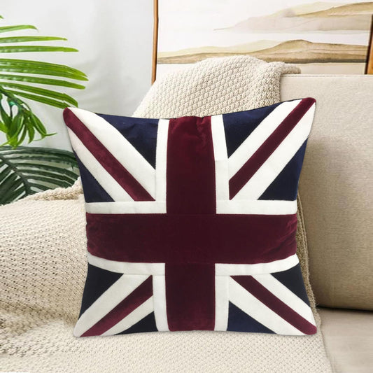 Velvet Union Jack pillow cover, cushion cover, three layered pillow not included micro velvet fabric by HOME HEART Brands(made in India)