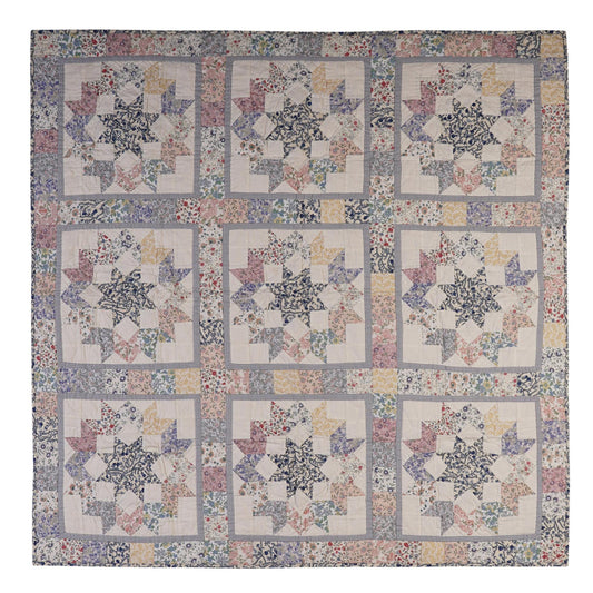 Hand made Calico Floral North Star 44"x44" country Cotton Hand Quilted patchwork Wall hanging & Toppers, baby quilt by HOME HEART Brands