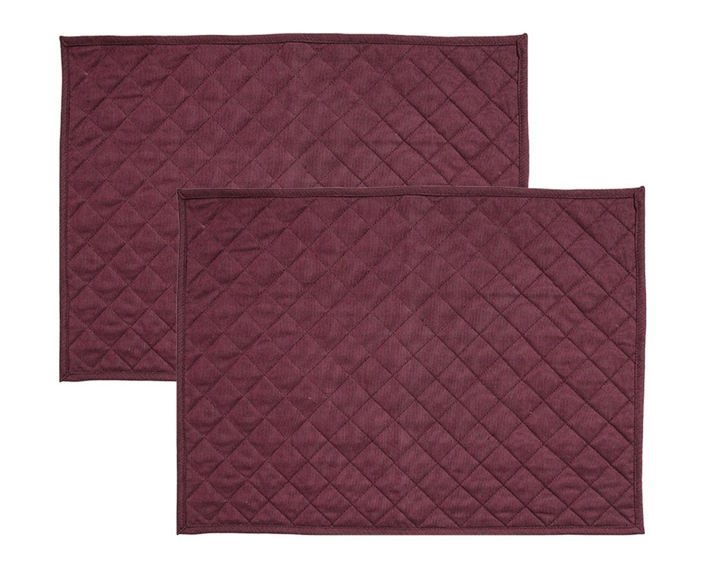 Quilted placemat table mat plum color 100% cotton chambray 14"X19" by HOME HEART Brands (made in INDIA)