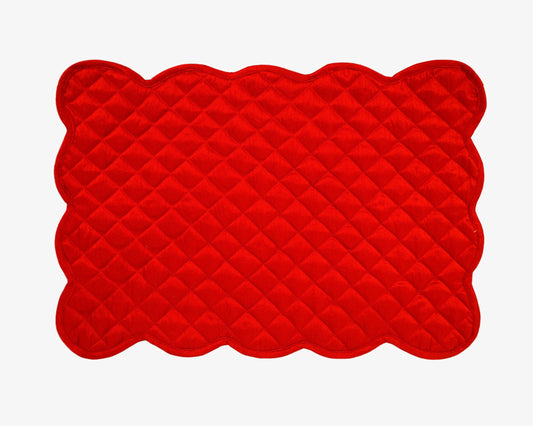 Quilted Table runner, Trivet, placemat  & Table toppers  duiponi Silk red reversible design by HOME HEART Brands(Made in India)