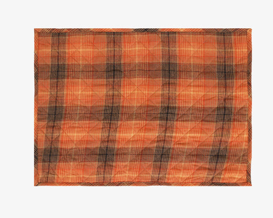 Quilted PLACEMAT Autumn color Country Plaid 14"X19" by HOME HEART Brands/Table mat(5933)
