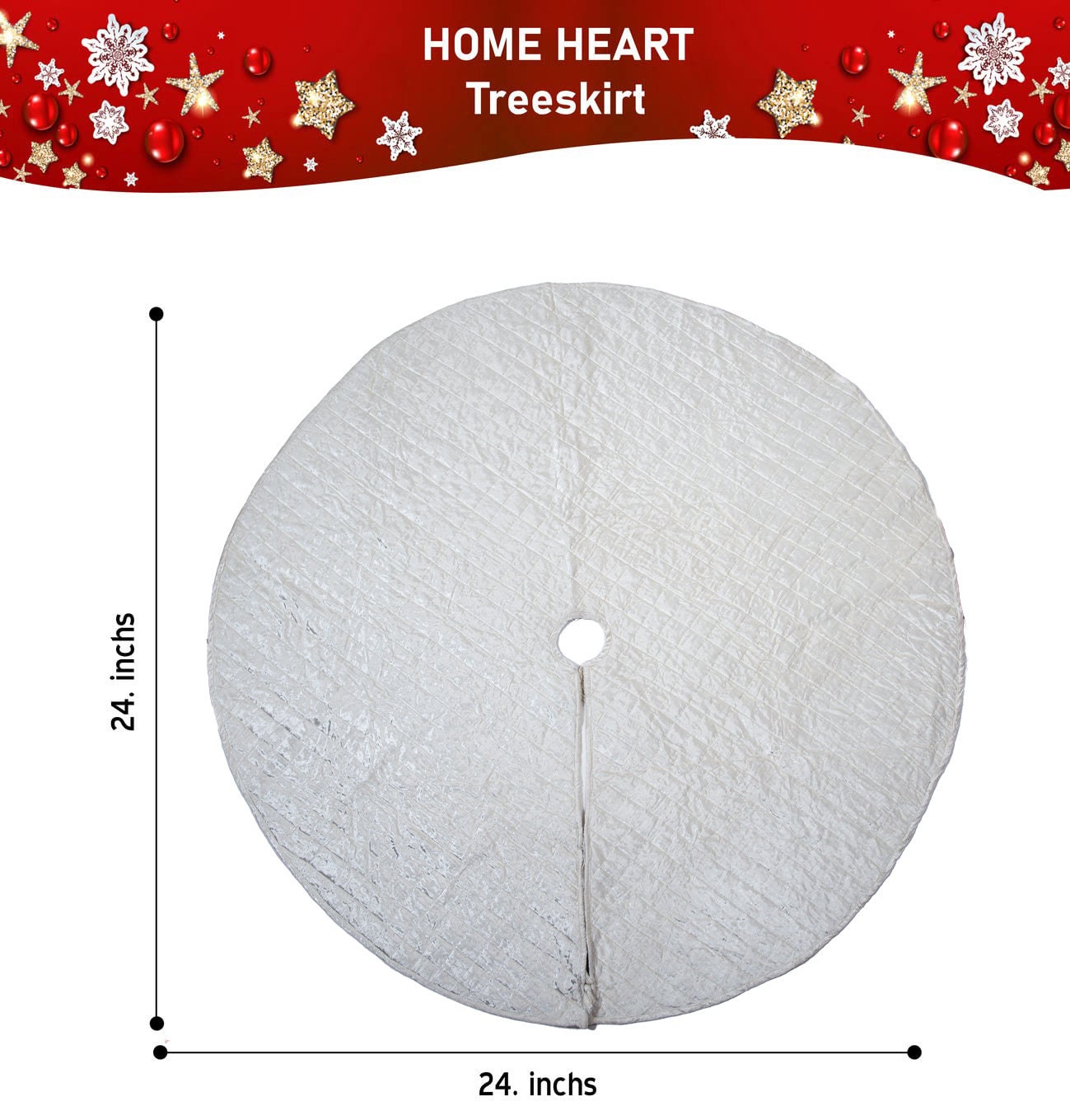Christmas tree skirt classic micro ivory Velvet Quilted Thick Double Layer by HOME HEART Brands