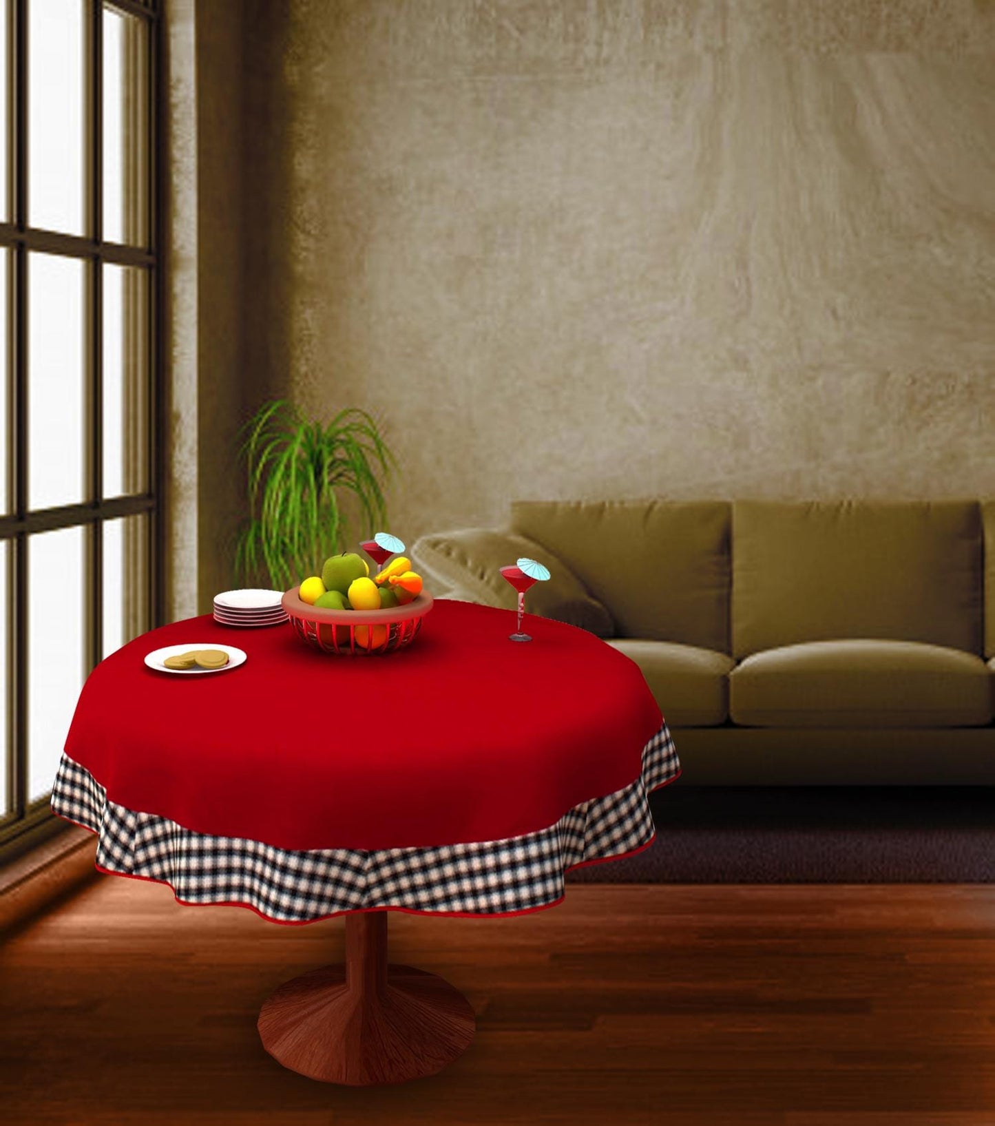 Table Cloth Red Cotton 10oz(310 gsm) duck Canvas Fabric Dining Tablecover for Decoration Machine Washable Made in India by Home Heart Brands