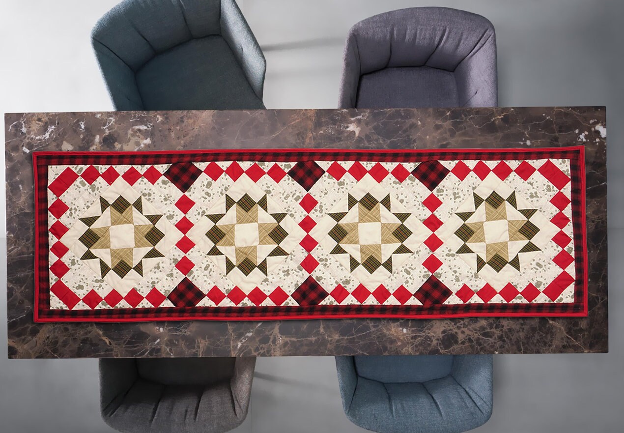 Quilted Table Runner & Toppers patchwork twinkle star plaid calico print plain fabric by HOME HEART Brands(Made in India)