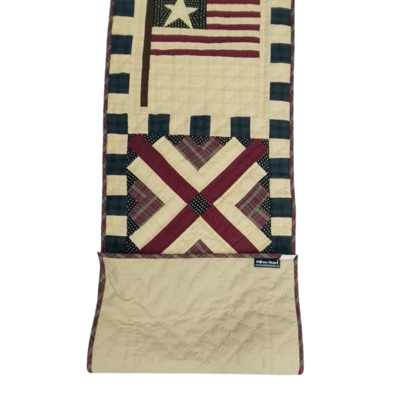 Table runner hand quilted, patchwork, Table Toppers Calico country American flag Patchwork Table runner by HOME HEART Brands(made in INDIA)