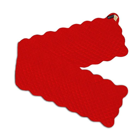 Dupioni silk Bright red quilted Table Runner & Toppers scallop border reversible double layer by Home Heart Brands(made in INDIA)