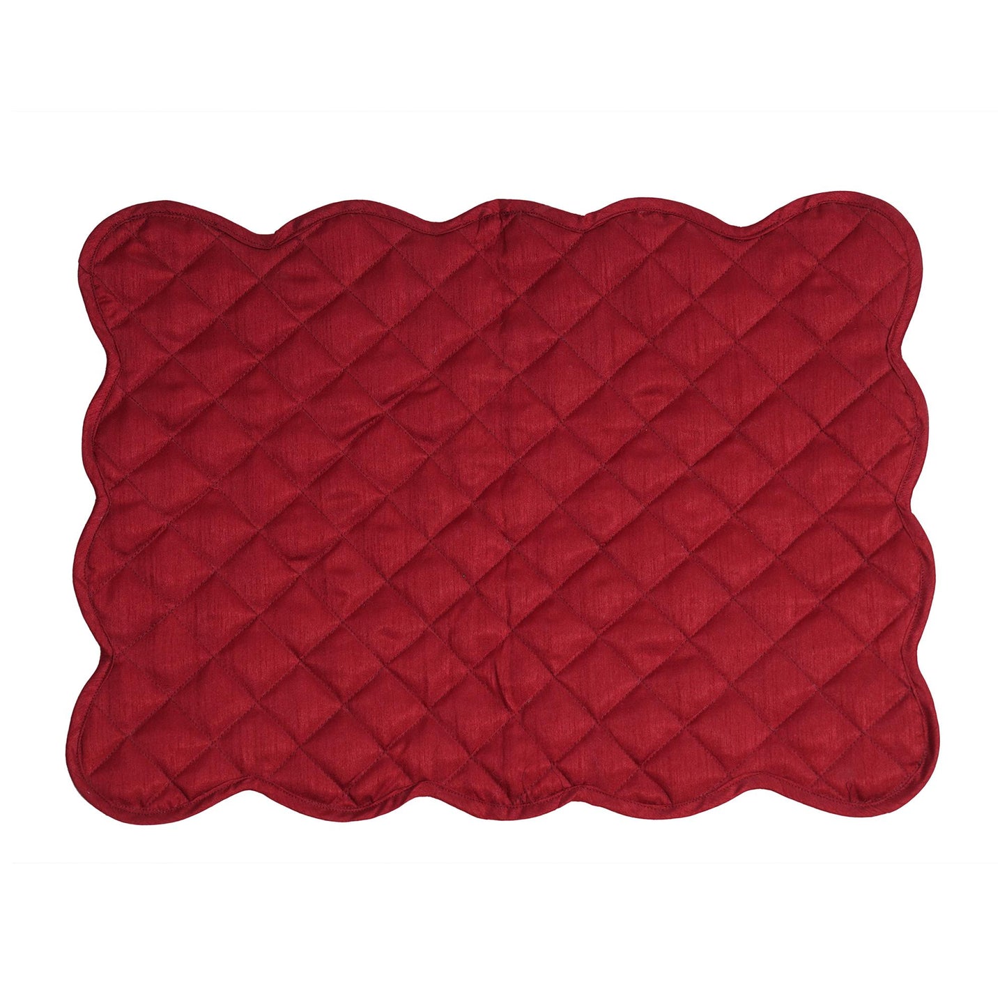 Dupioni Silk Burgundy reversible Quilted Table runner, Trivet, placemat & Table toppers design by HOME HEART Brands