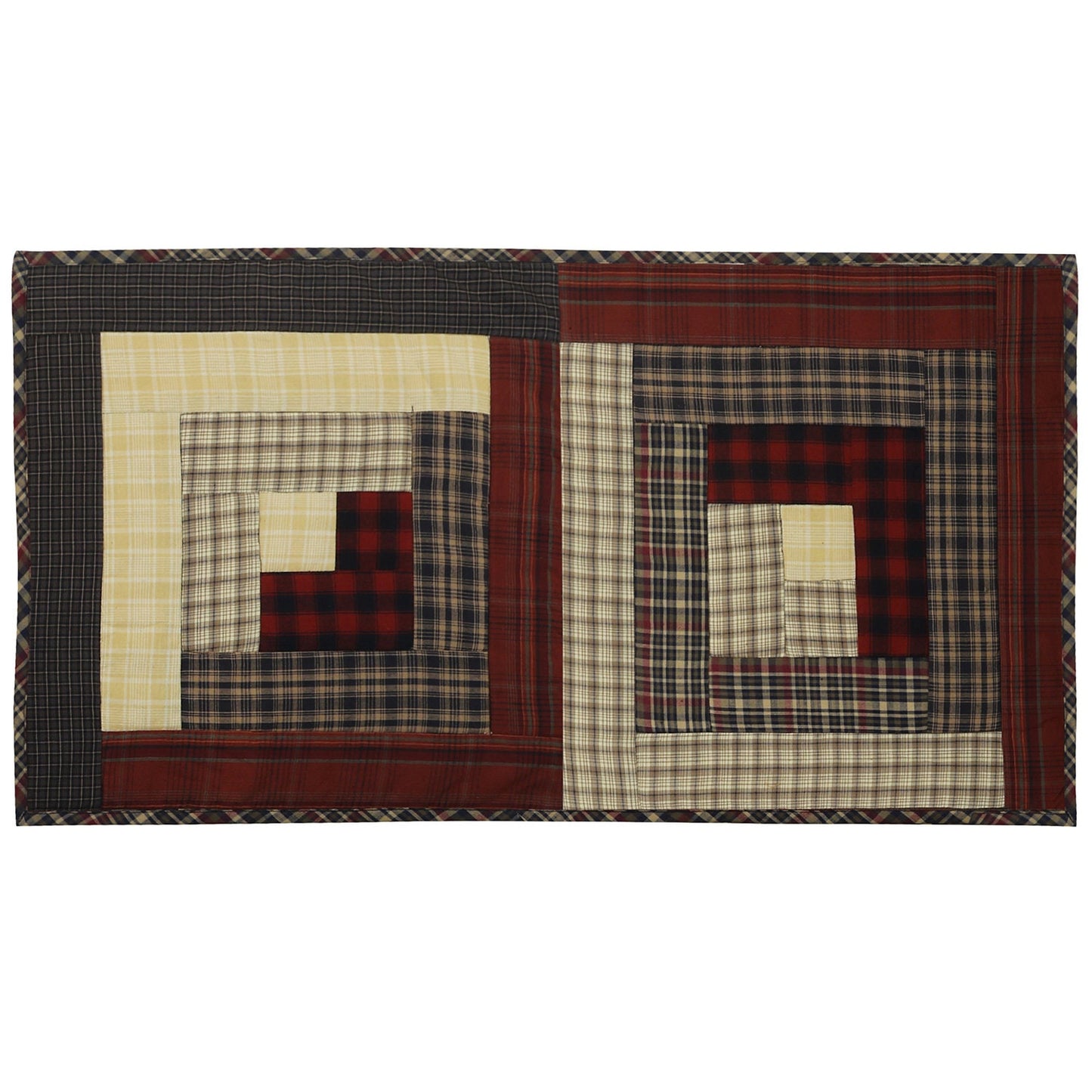 Quilted Table Runner & Toppers patchwork colonial country log cabin primitive plaid by HOME HEART Brands( made in INDIA)