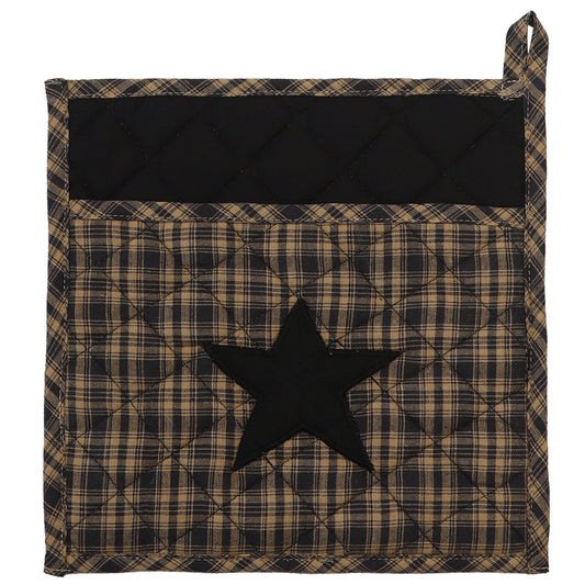 Quilted Pot Holder/Table topper/hot pads patchwork for kitchen embroidered star plaid 9"x9" by HOME HEART Brands( Made in India)