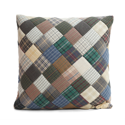 Quilted patchwork pillow cover, cushion cover, pillow Calico Country Primitive plaid cotton fabric by HOME HEART Brands(made in India)