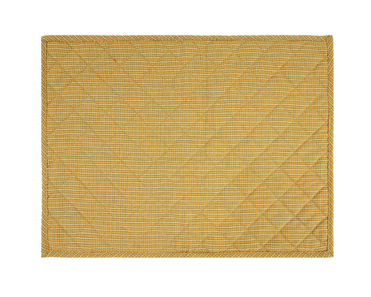 Quilted PLACEMAT pumpkin yellow  Country Plaid 14"X19" by HOME HEART Brands/Tablemat