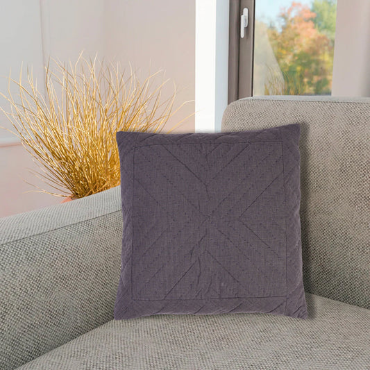 Quilted patchwork pillow cover, cushion cover, decorative throw pillow, farm mix slate micro check by HOME HEART Brands(made in India)