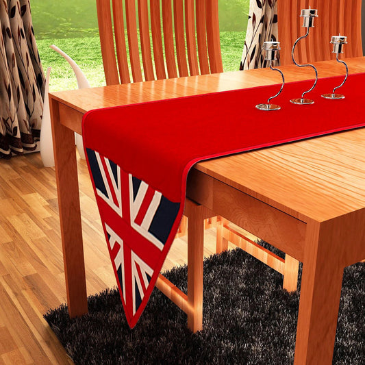 Cotton Table runner & Toppers Premium tapestry cotton fabric Red Union jack flag by Home Heart Brands(Made in India)