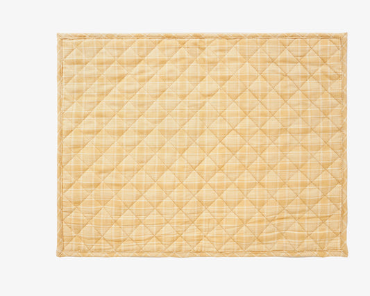 Quilted PLACEMAT beige Country Plaid 14"X19" by HOME HEART Brands/Tablemat