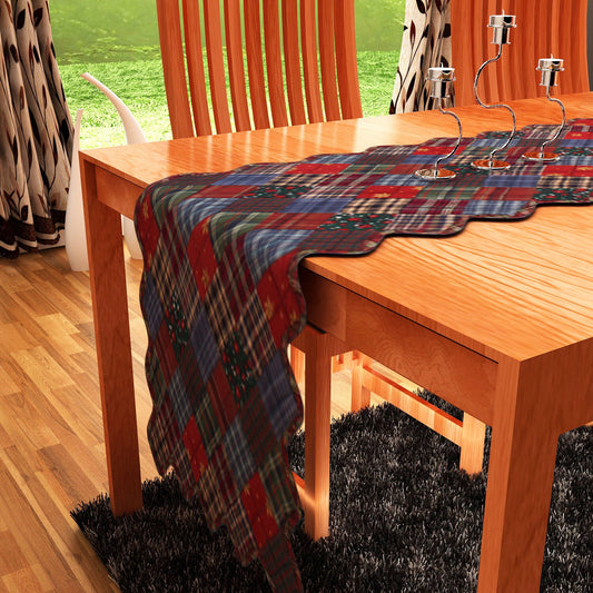Quilted Table Runner & Toppers Patchwork country mix plaid print lincoln style by HOME HEART Brands(Made in India)