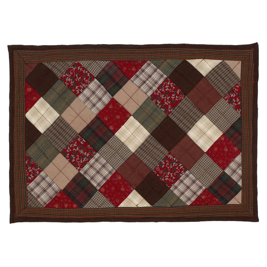 Quilted placemat & table mat patchwork red brown country  plaid, calico print by HOME HEART Brands( made in INDIA)