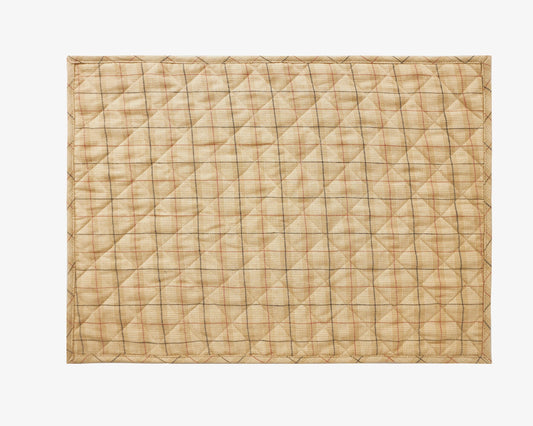 Quilted PLACEMAT beige with black & red Country Plaid 14"X19" by HOME HEART Brands/Table mat(5931)
