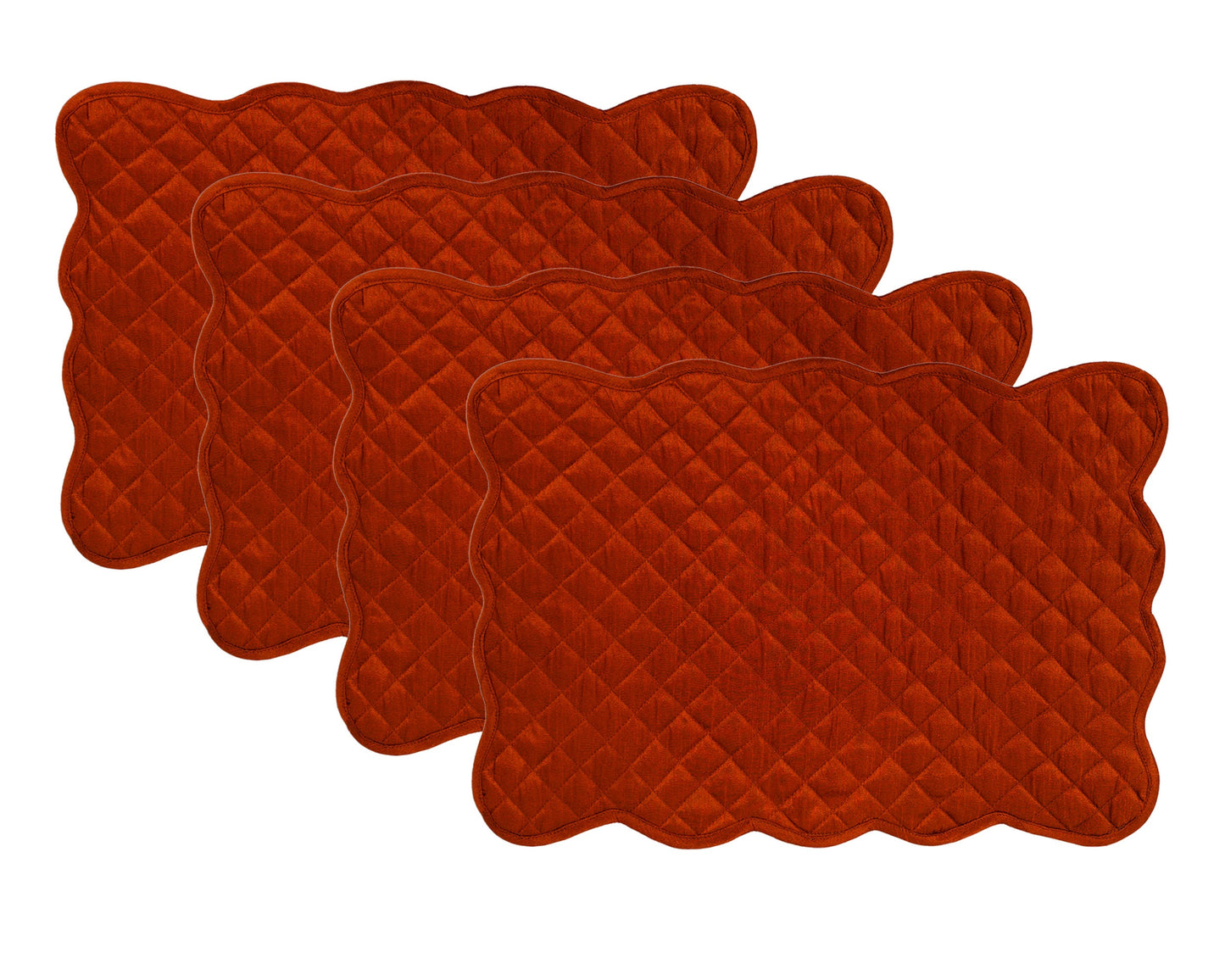 Quilted Table runner, Trivet, placemat  & Table toppers duiponi Silk burnt orange reversible design by HOME HEART Brands(Made in India)