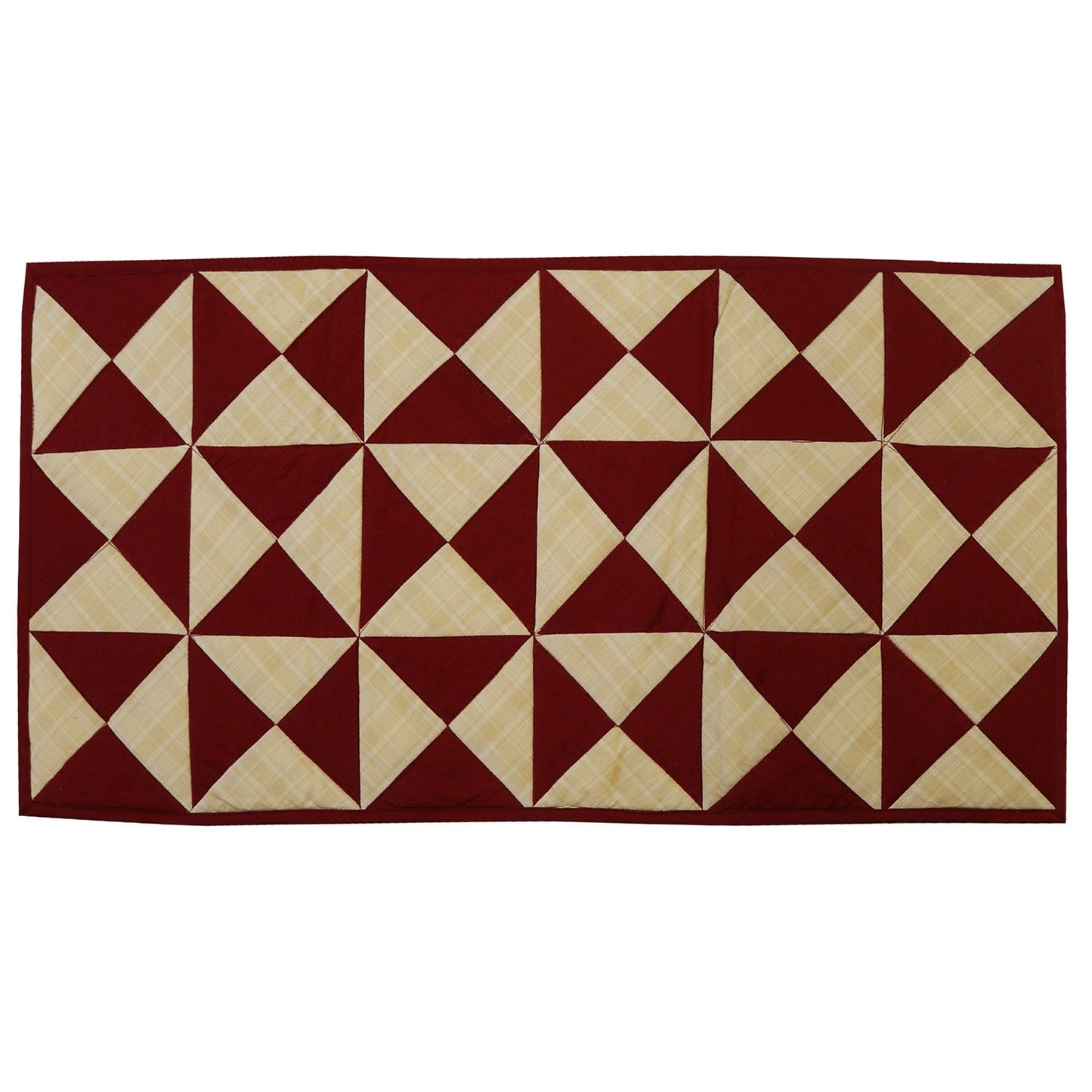 Quilted Table Runner & Toppers patchwork country Kaleidoscope Burgundy Khaki by HOME HEART Brands(Made in India)