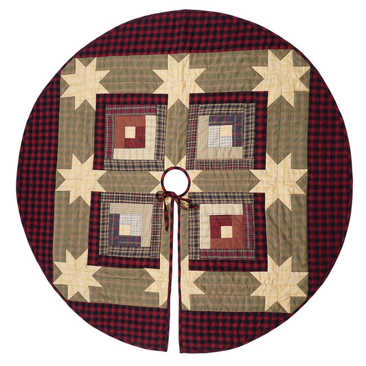 Christmas tree skirt quilted patchwork Country cabin plaid Thick Double Layer Heirloom Quality by HOME HEART Brands(Made in India)