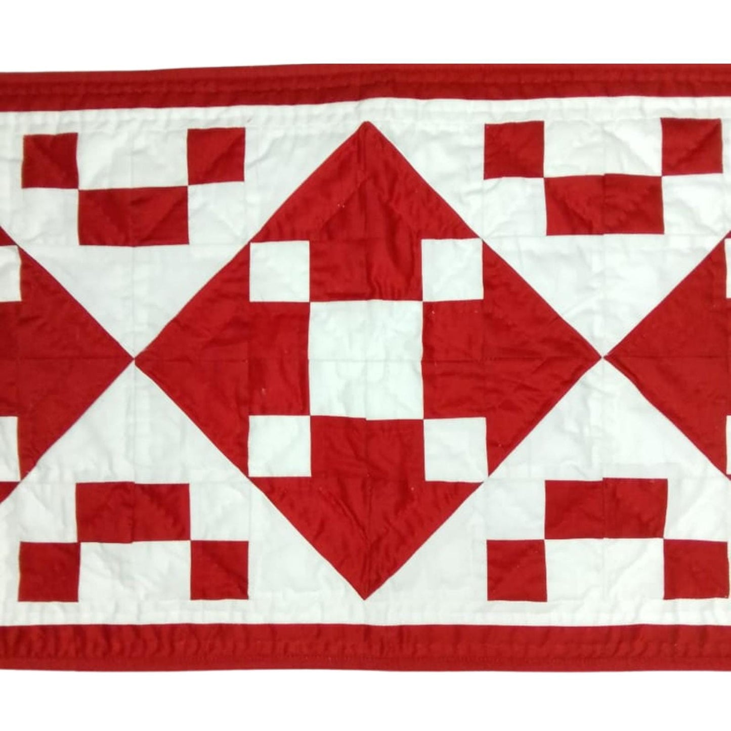 Table runner hand quilted, patchwork, Table Toppers Calico Red diamond square Patchwork Table runner by HOME HEART Brands(made in INDIA)