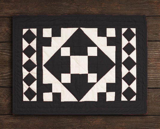 Quilted placemats / Tablemat patchwork Country Black diamond square table top by HOME HEART Brands(Made in India)